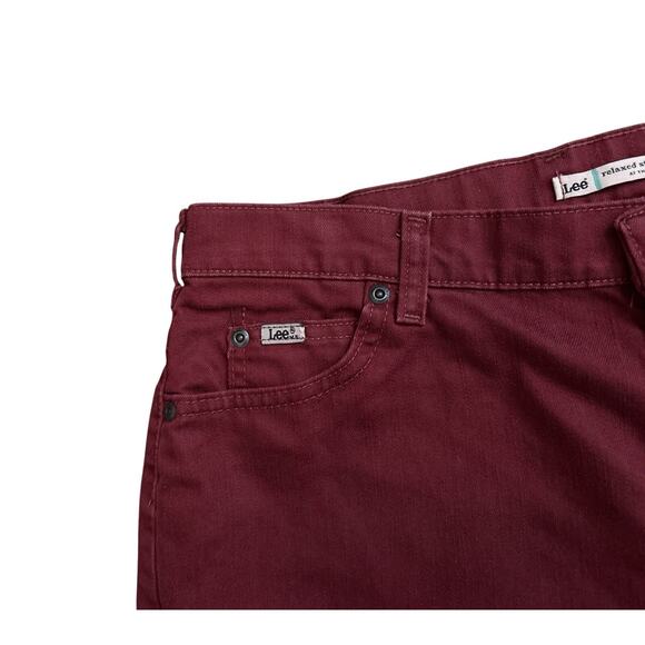 LEE Womens Size 14 Short Maroon Red Relaxed Straight Leg Jeans 29.5" Inseam - Picture 5 of 7